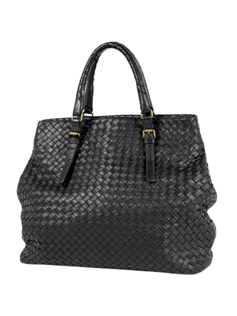 Bottega Veneta Tote Bag Intrecciato Leather Black